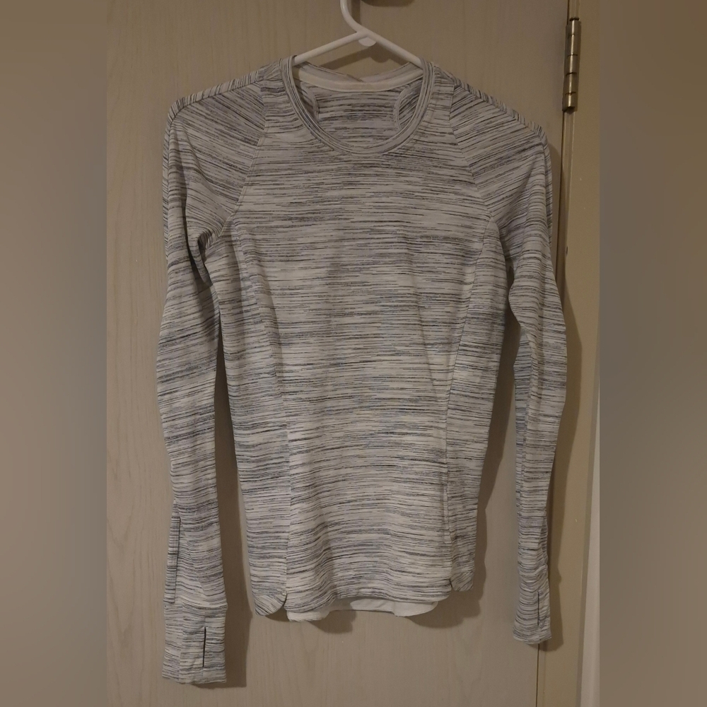 Lululemon Runderful Long Sleeve – Space Dye Camo White Silver Spoon – Size 4